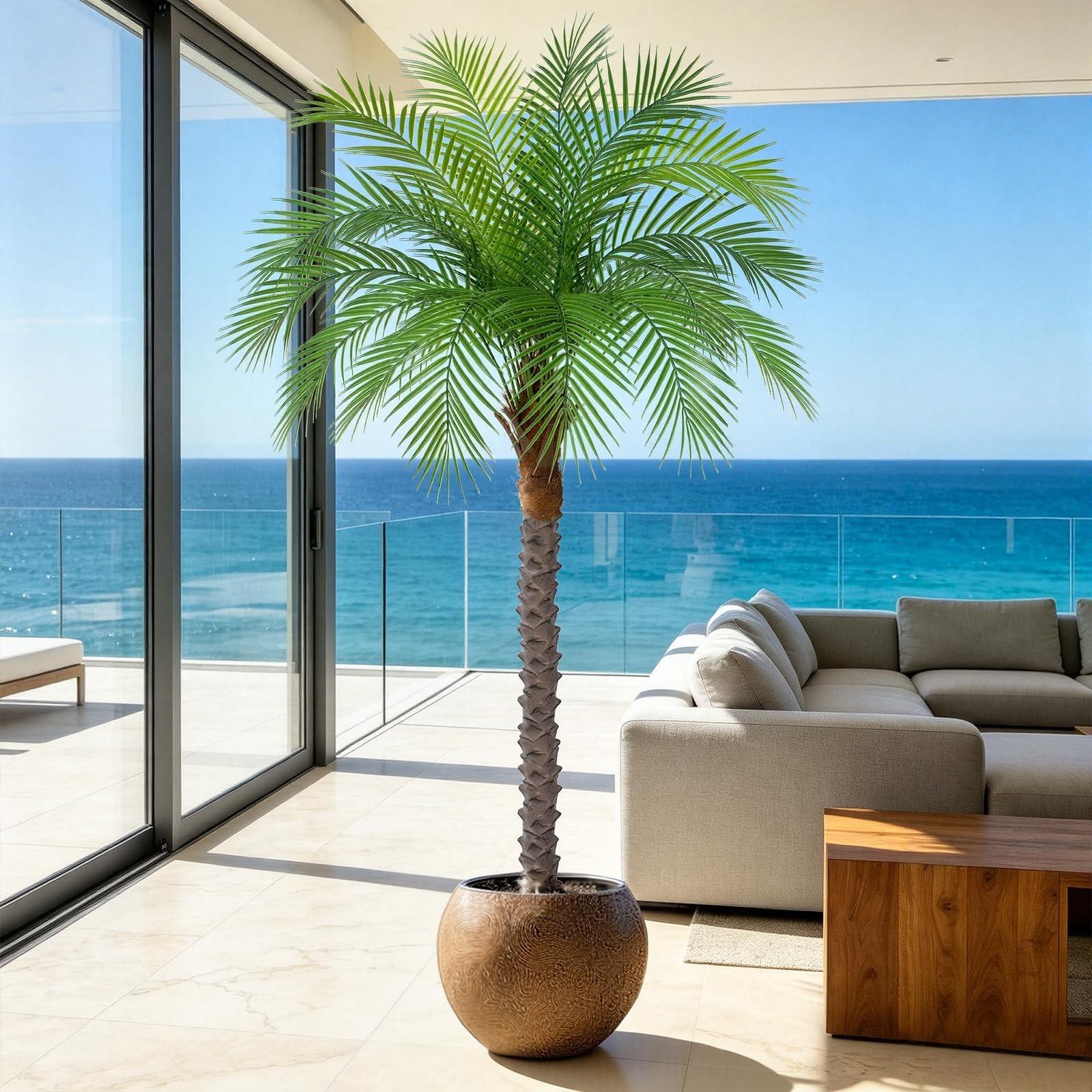 5ft Artificial Phoenix Palm Tree, Faux Coconut Silk Tropical Fake Palm Plant …