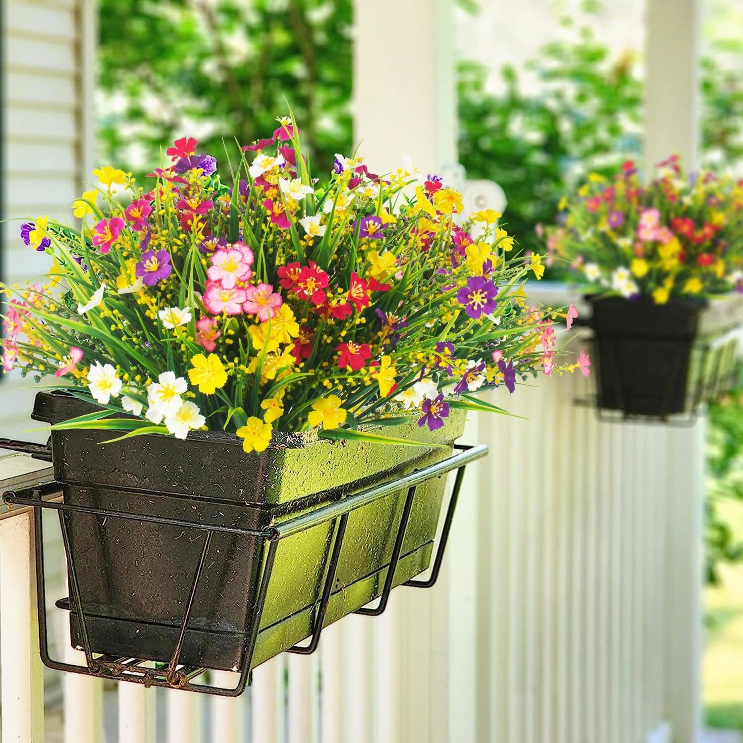 12 Bundles Artificial Plastic Flowers Outdoor UV Resistant Faux Wildflower Daisy
