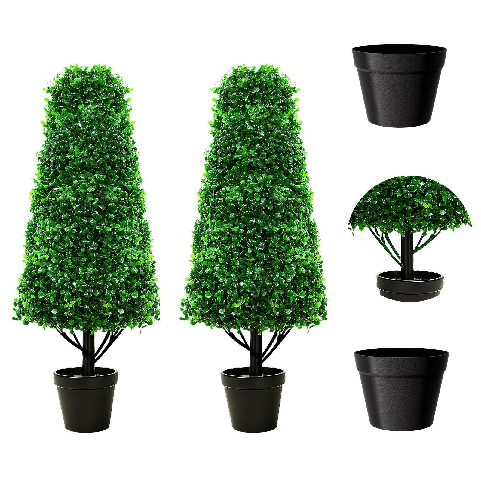 2 PCS 30″ Artificial Boxwood Topiary Trees UV Resistant Topiary Realistic Trees