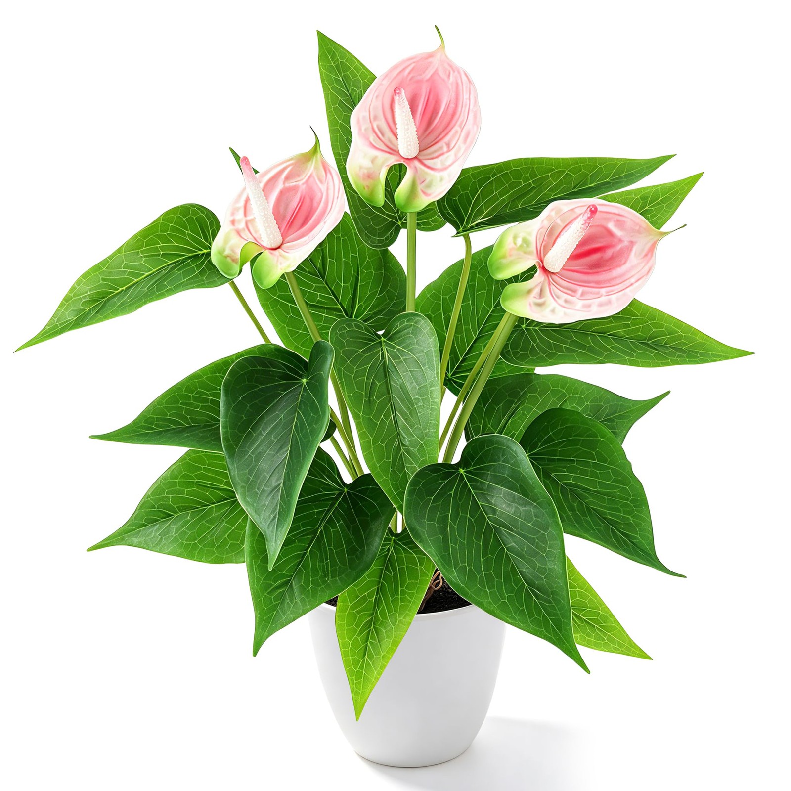 16.5 Inch Pink Artificial Anthurium Lily Flower Fake Andraeanum Plant Decor R…