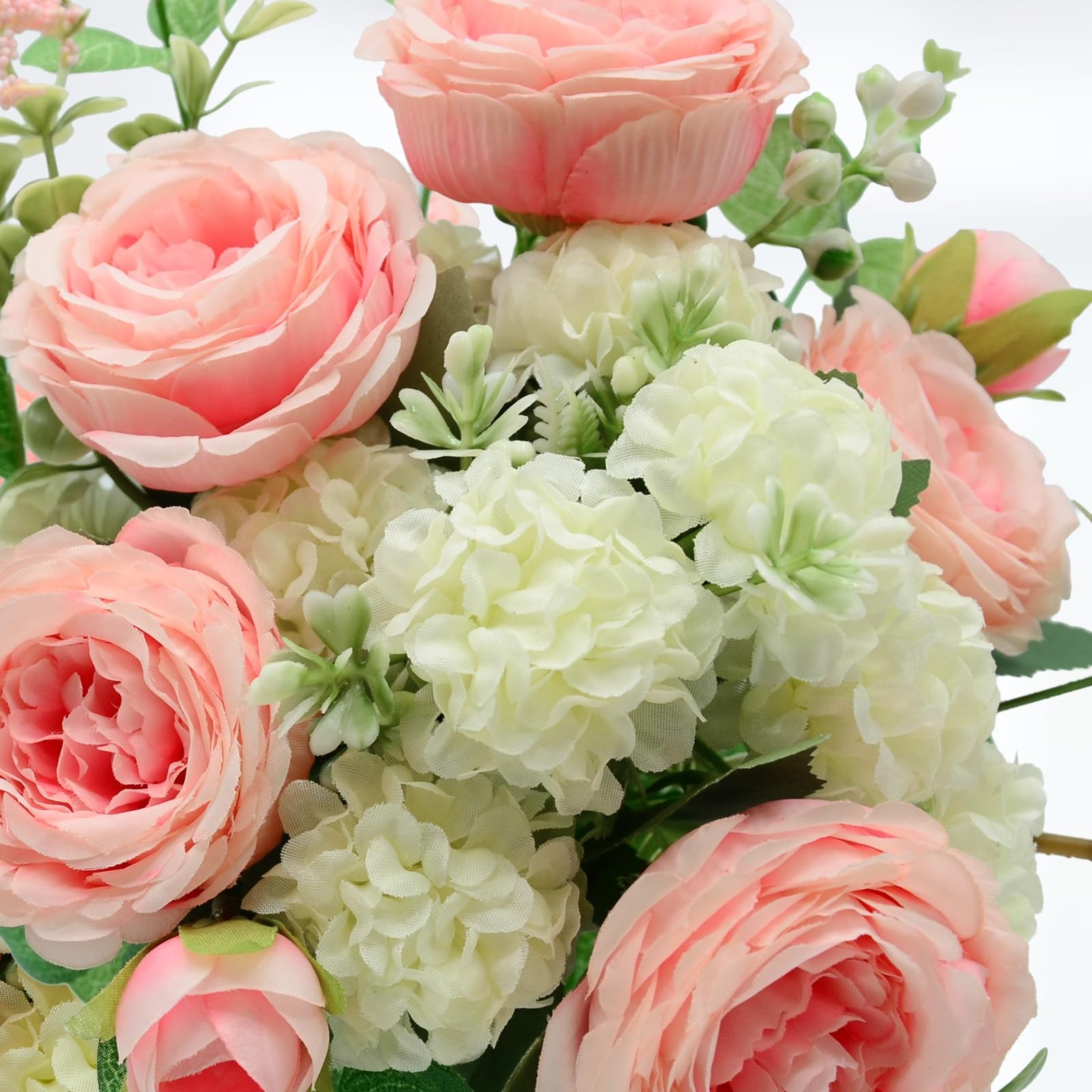 Artificial Flowers Bouquet, Pink Silk Peonies Chrysanthemum Mixed Bouquet wit…
