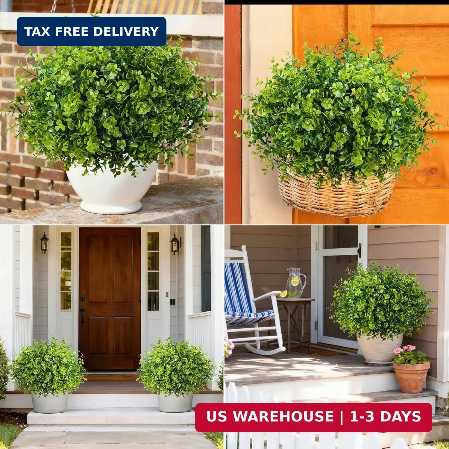 Artificial Faux Outdoor Plants for Spring Summer Decoration, 12 Bundles Fake Pla