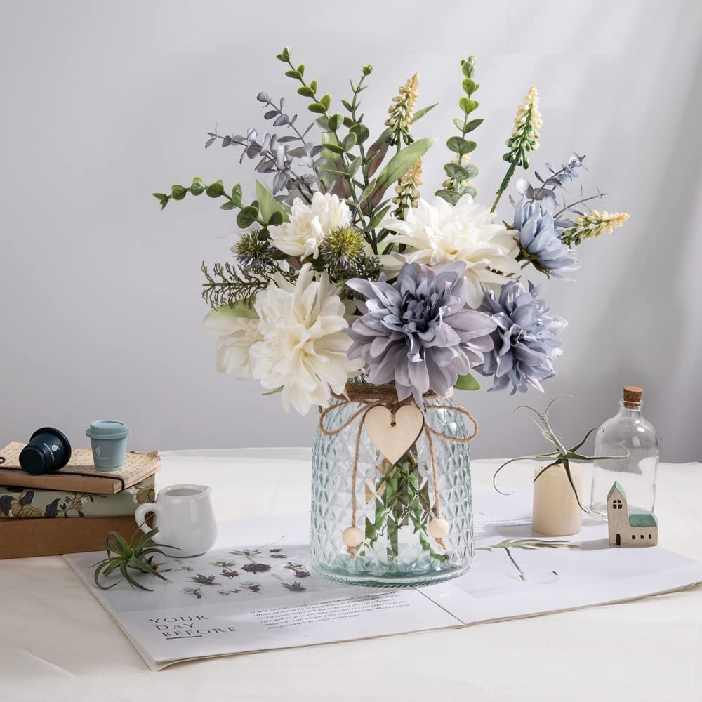Silk Flowers in Vase, Artificial Flowers with Vase Fake Flowers Arrangement F…