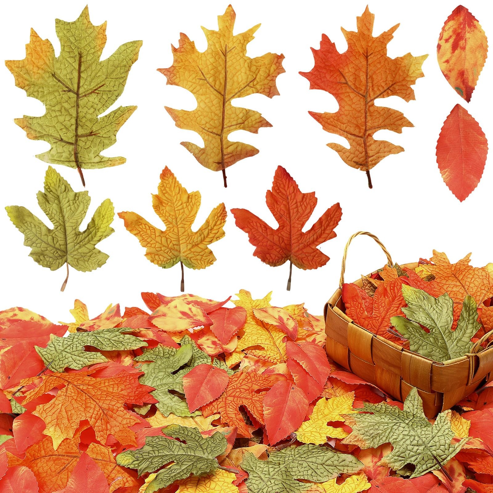 245 PCS Fall Artificial Maple Leaves Thanksgiving Harvest Faux Decor Fake Bulk