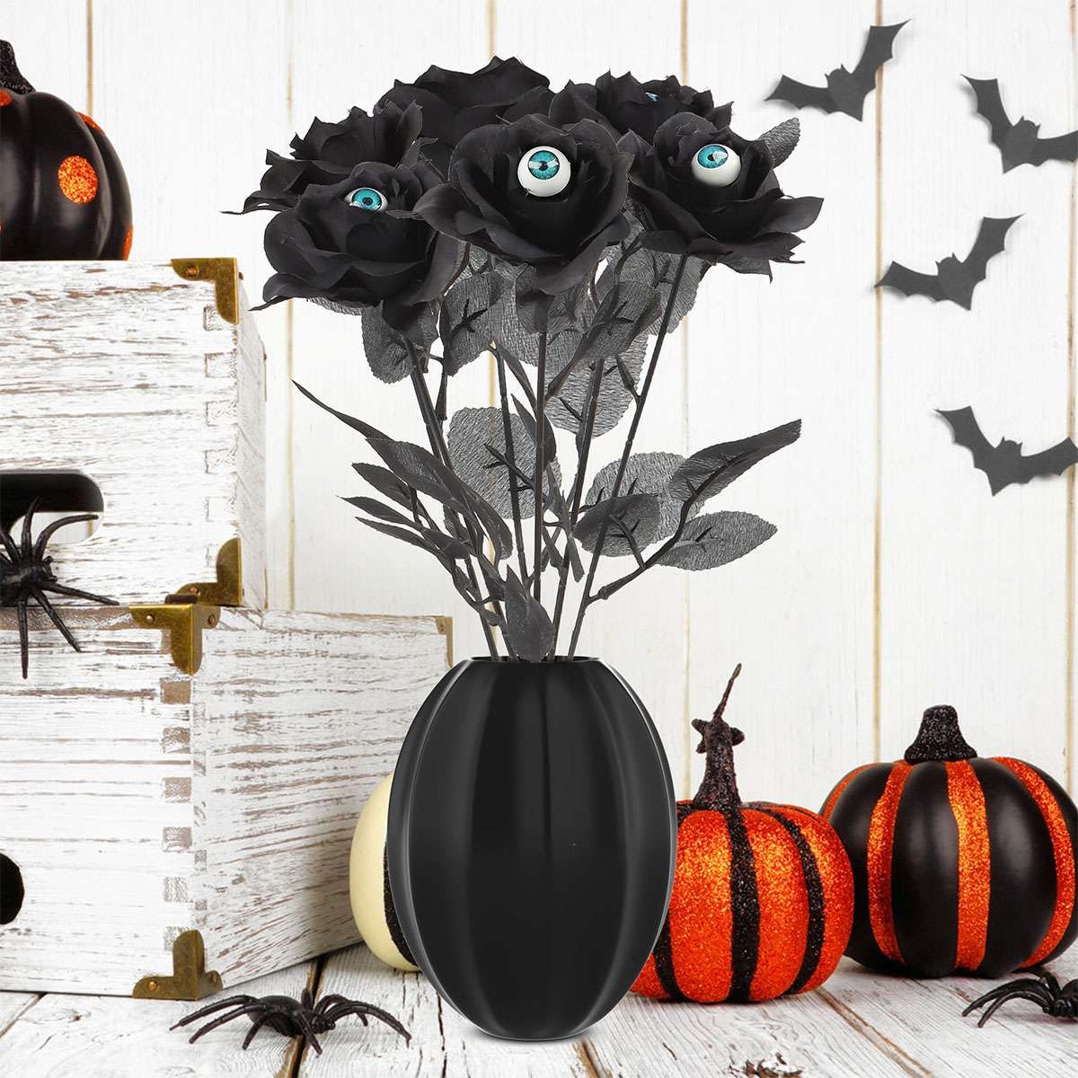 Artificial Halloween Bloody Roses With Eyeball Gothic Flowers Faux Rose Party