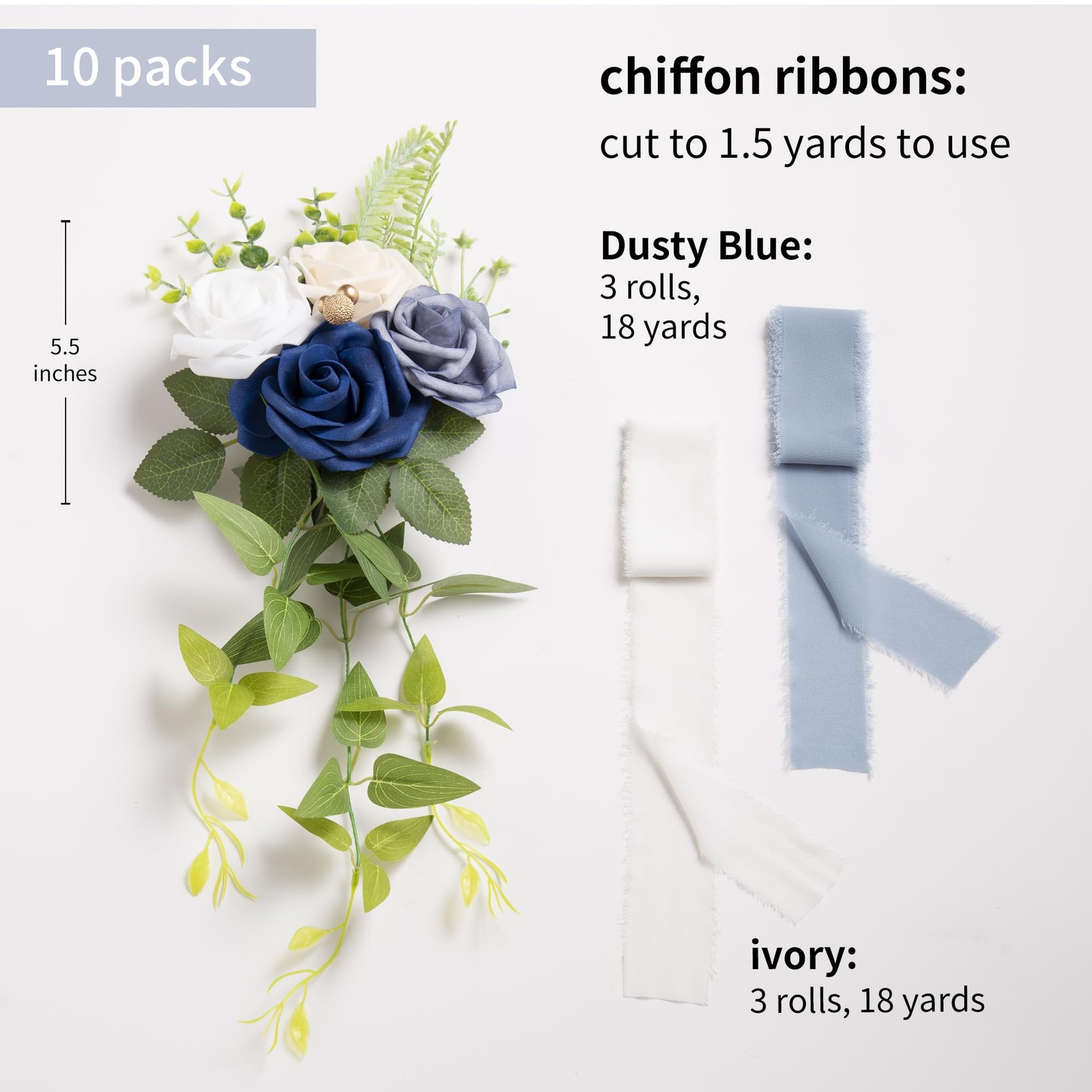 Wedding Chair Decorations Blue Pew Flowers Set of 10 for Wedding Ceremony Par…
