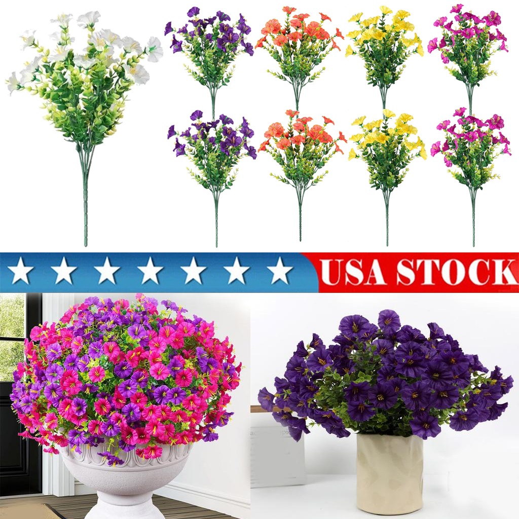 6-10 PACK Artificial Flowers for Outdoors, Silk Morning Glory Artificial Flowers