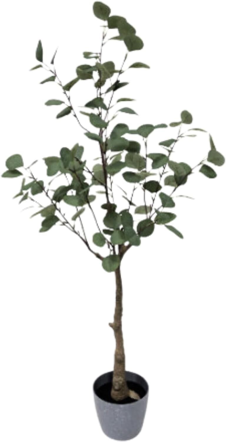 Moss & Bloom 4ft Artificial Eucalyptus in Planter Natural Look Low Maintenance