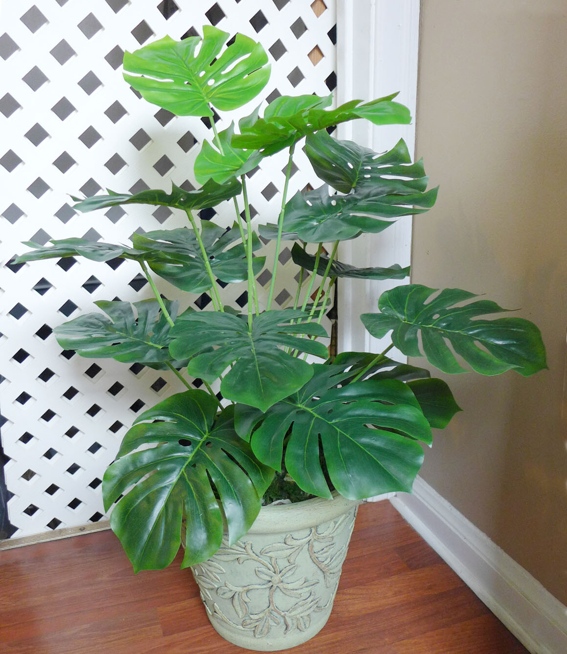 20″ H Artificial Plant Monstera Turtle Leaves Palm Fake Bush Tree (18 stems)