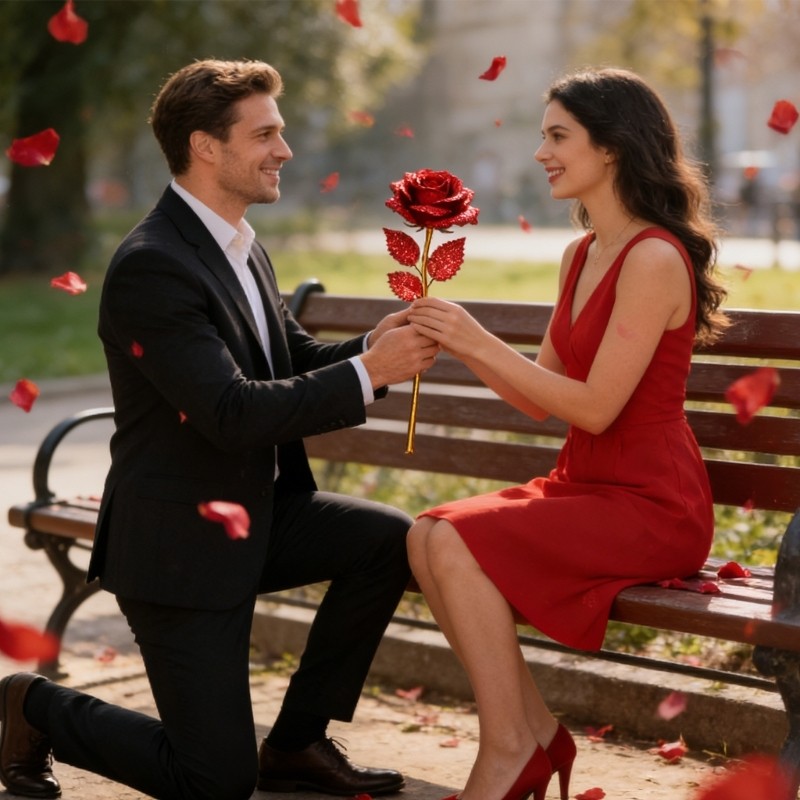 Romance Gold Dust Artificial Flower Lovely Present For Anniversary Date
