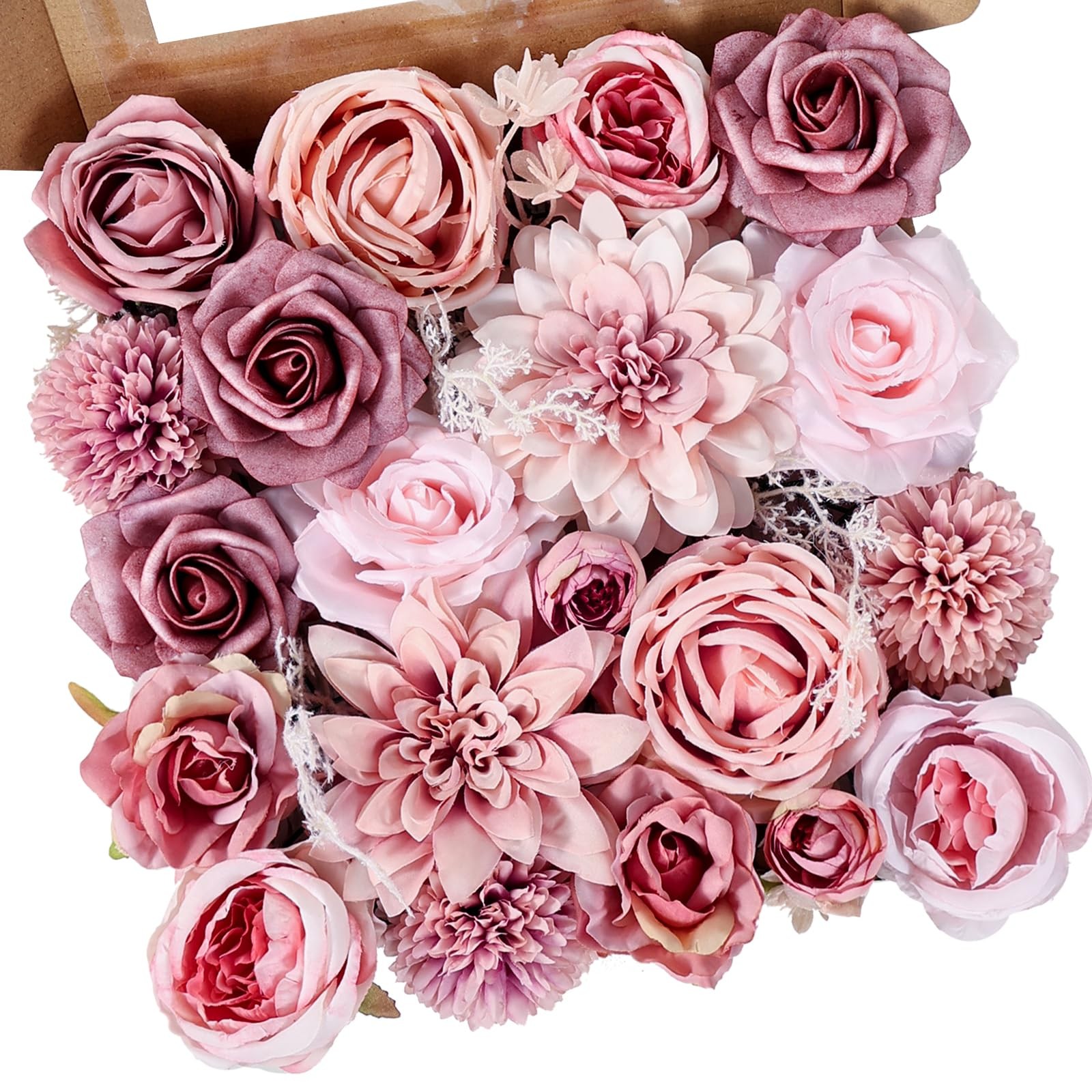 Artificial Flowers Dusty Pink Silk Roses, Fake Flowers for DIY Wedding Bouque…