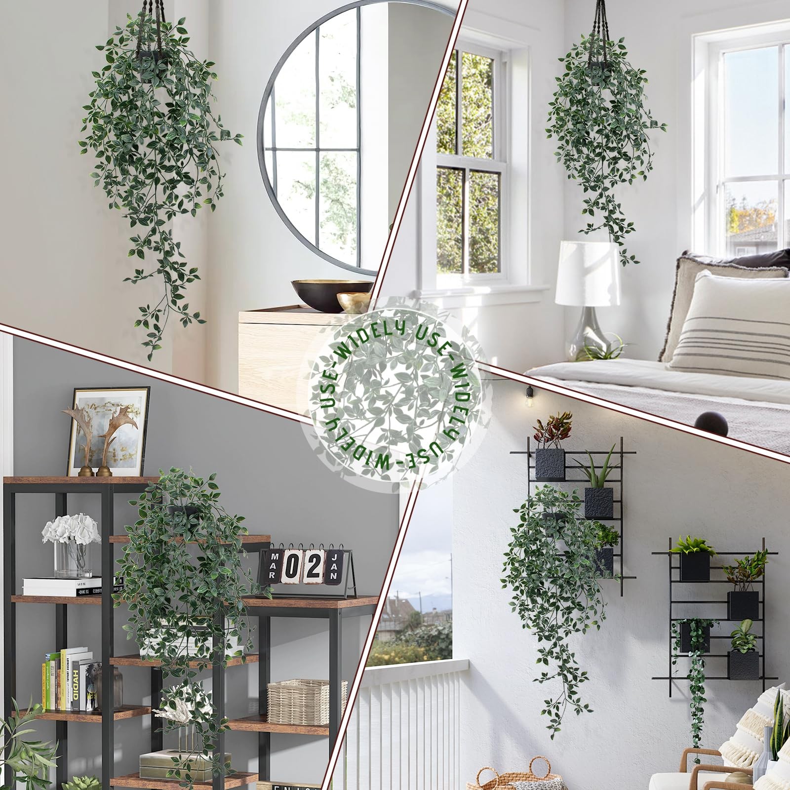 Fake Hanging Plant with Pot Small Artificial Potted Vine Plants 28.7-in Long …