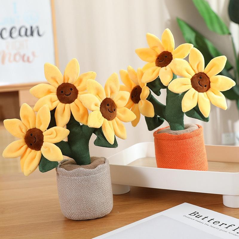 Sunflower Plush Doll Bouquet 32cm Simulation Flower Home Car Decor