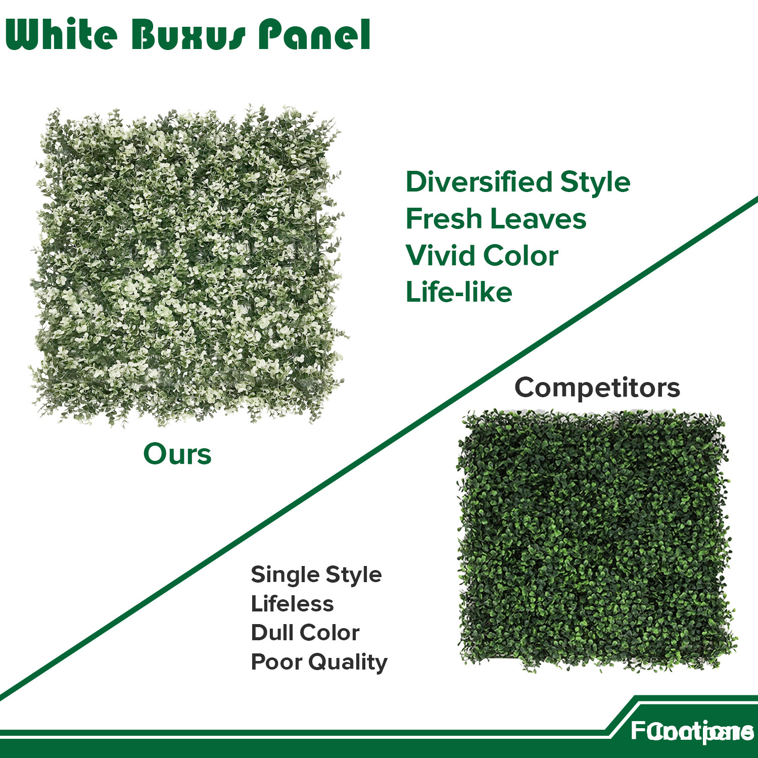 20″ Artificial Plant Faux White Buxus Privacy Fence Garden Plant Decor Festival