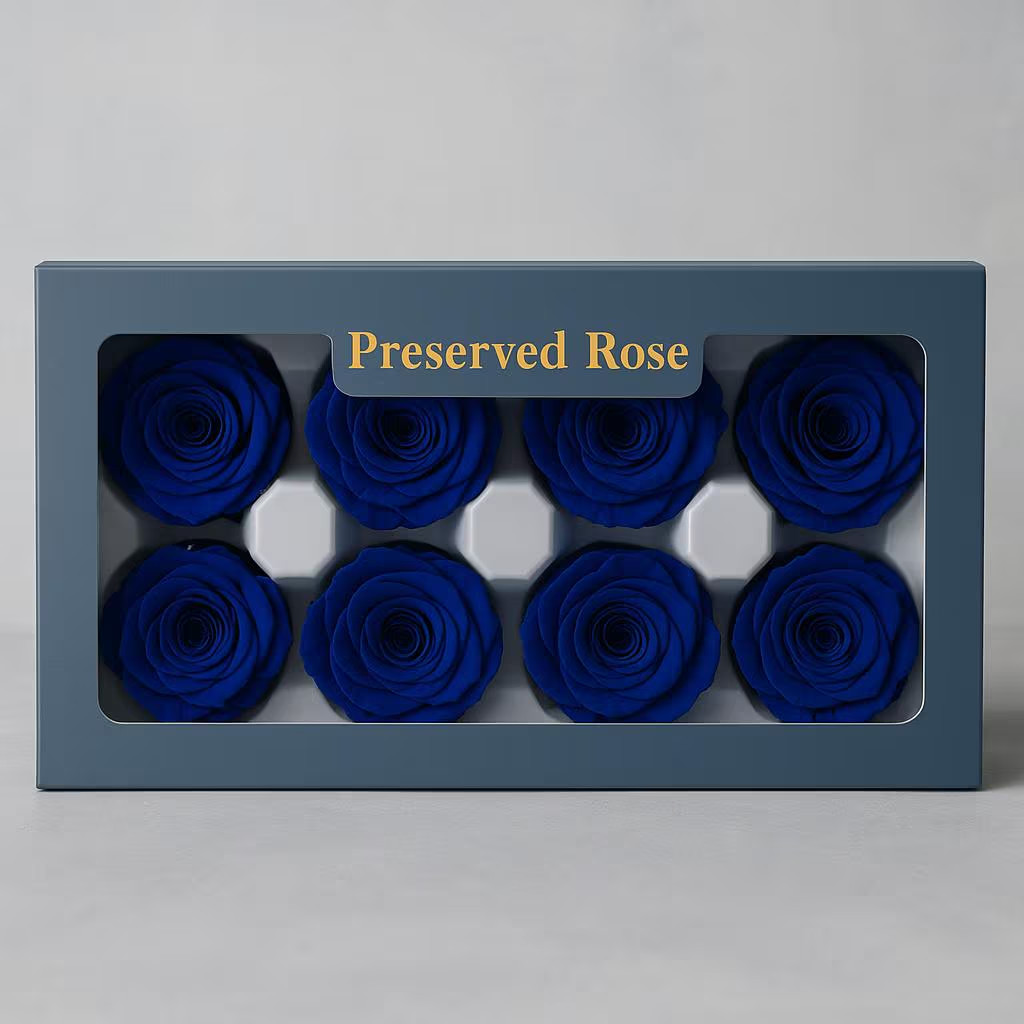 8 Preserved Blue Roses Real Eternal Flowers DIY Crafts Wedding Gift Decor