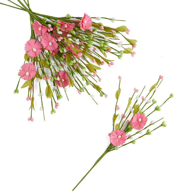 Pink, Cream and Green Poly Silk Flower and Pip Berry Floral