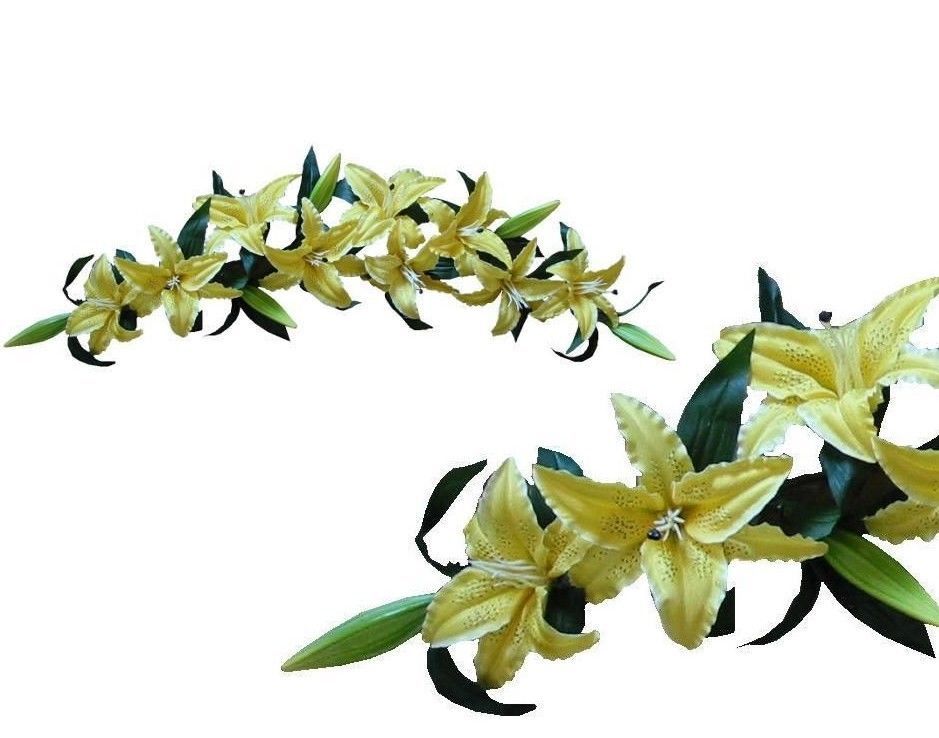 Yellow Tiger Lily 3-Ft Silk Flower Swag Home General Door Window Archway Decor