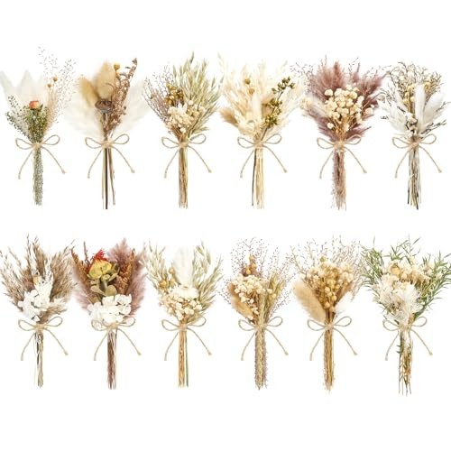 12/24PCS Mini Dried Flower Bouquets – Natural Wildflowers for Vase Decor, Weddin