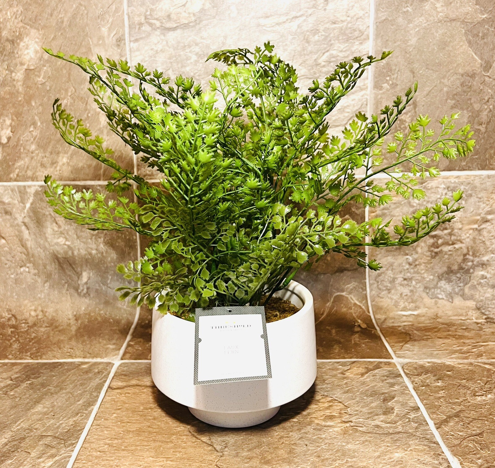Threshold 14” Faux Fern Modern Ceramic Pot Artificial Arrangement – New