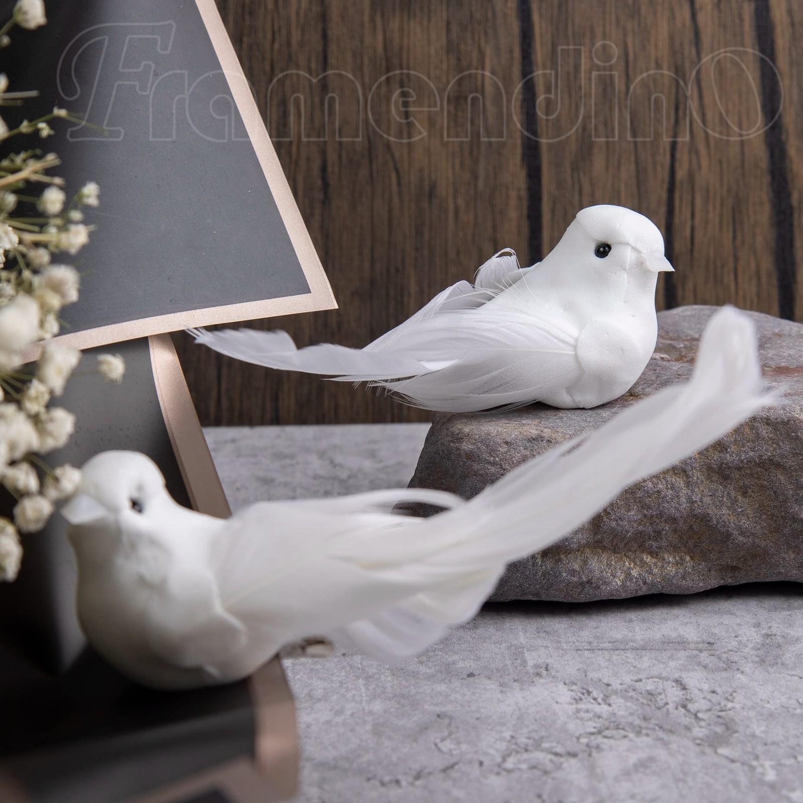 2 PCS Artificial Simulation Foam Feathered White Dove Bird Decor Ornament
