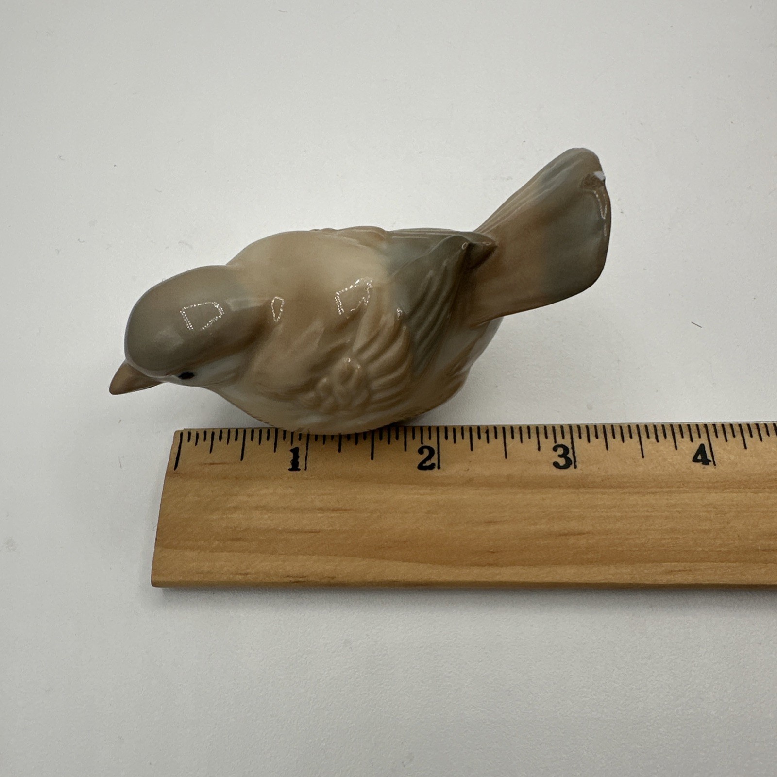 Vintage Porcelain Bird Nest Figurine Set 2 Birds 3 Eggs Woven Twig Nest Decor