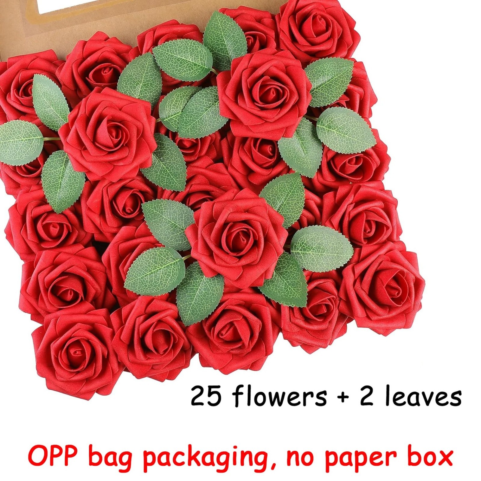 25 Red Roses Artificial Flowers Realistic Bouquet Home Decor Romantic Gift