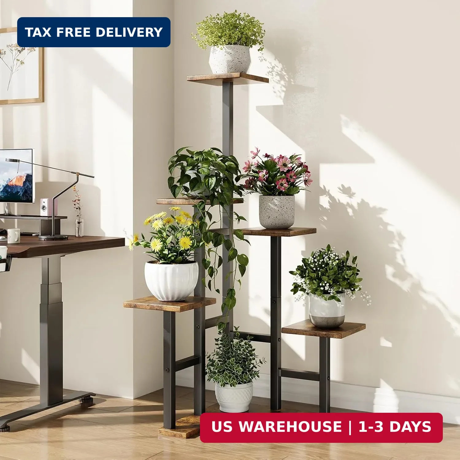 Corner Plant Stand Indoor, 6 Tiered Corner Plant Shelf Flower Stand for