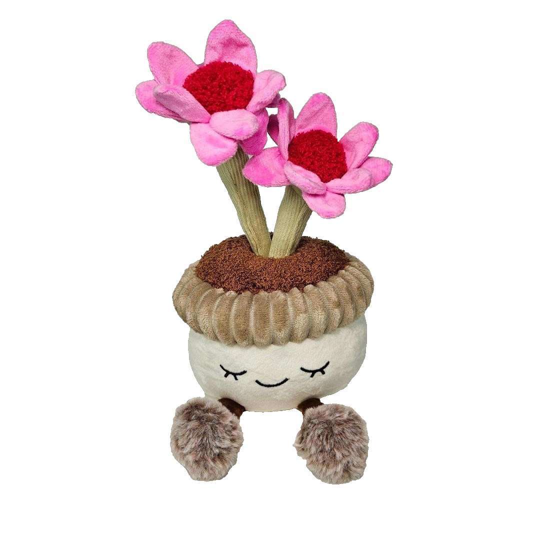 New Set of 3 Flower Pot Plant Plushies Yellow Flower Cactus Pink Flower