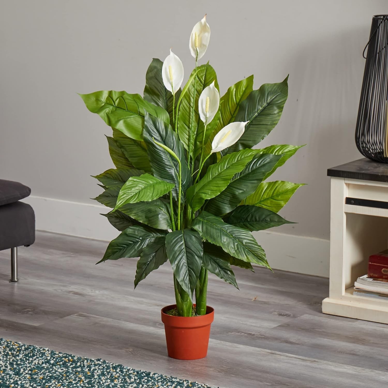 42 in Artificial Spathiphyllum Peace Lily Real Touch Plant | Silk Leaves with…