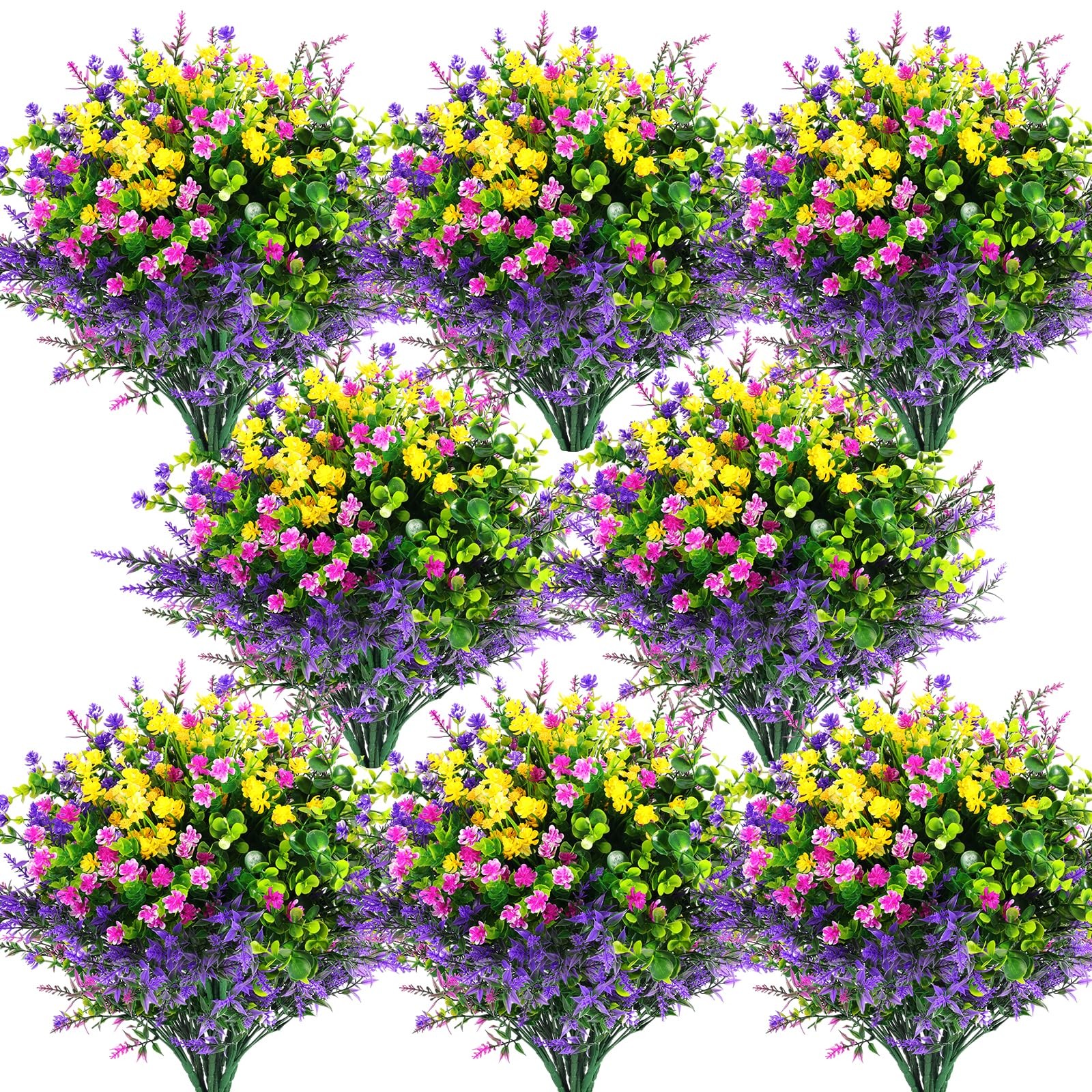 24 Pcs UV Resistant Artificial Flowers for Outdoor Planters Fuchsia Mix