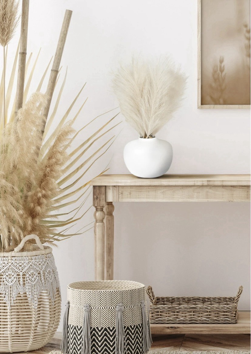 Artificial Pampas in a White Rounded Ceramic Vase – 14″ by Better Homes & Garden