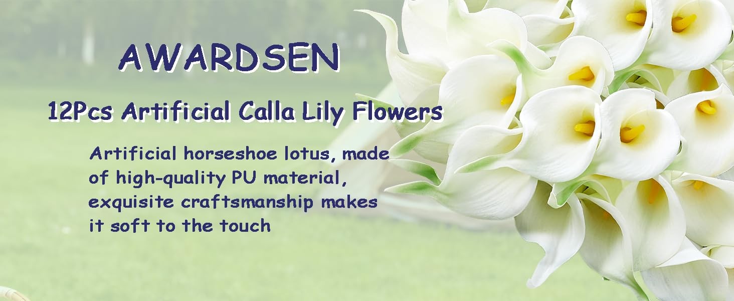 12Pcs White Calla Lily Artificial Flowers for Wedding Bouquet | Faux Real Touch