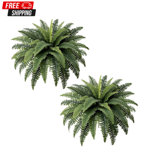 Set of 2 Large Artificial Boston Ferns – 35” Perfect for Indoor/Outdoor Decor