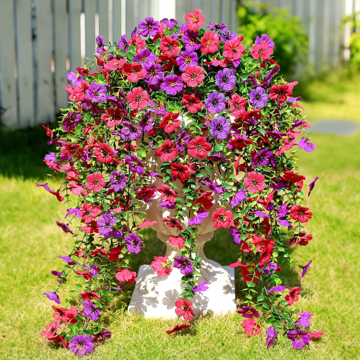 Artificial Flowers for Outdoors Spring Decor, 6 Bundles UV Resistant Realistic F