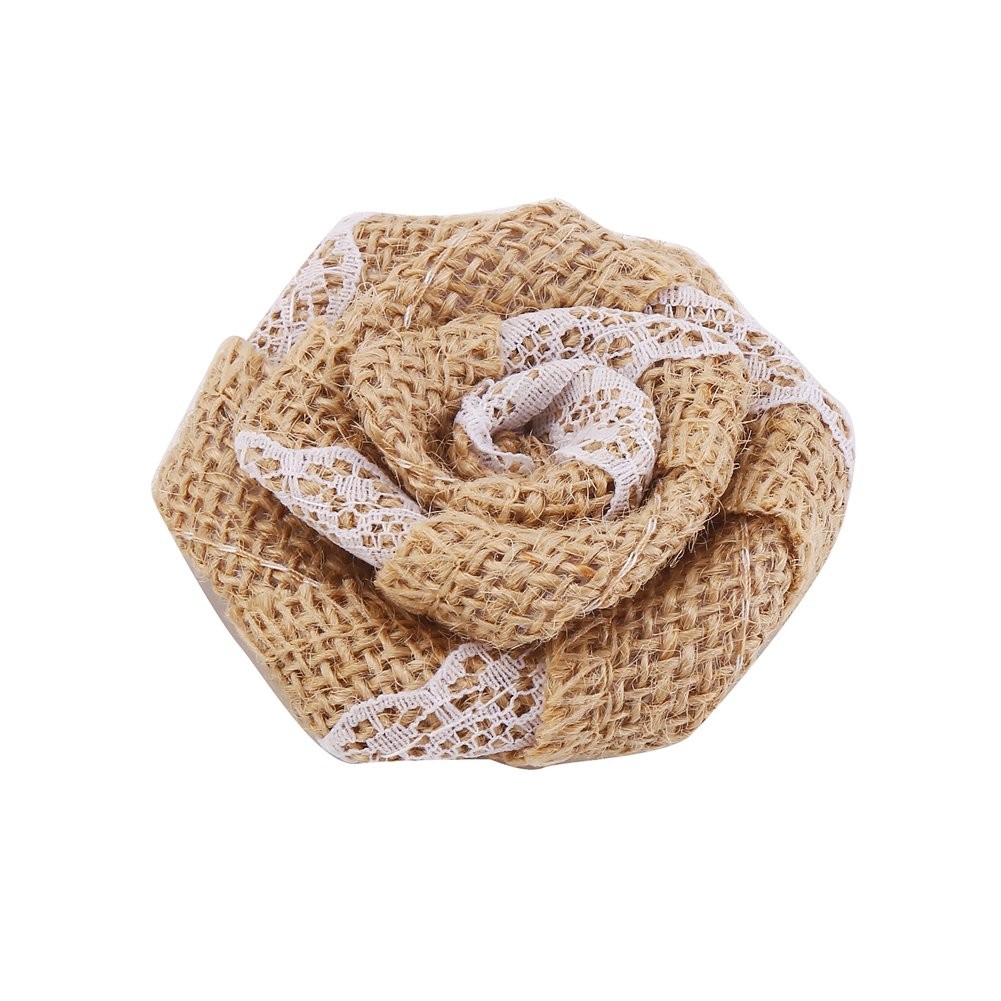 12 PCS Burlap Rose Flowers Wedding Decoration DIY Craft Floral Appliques