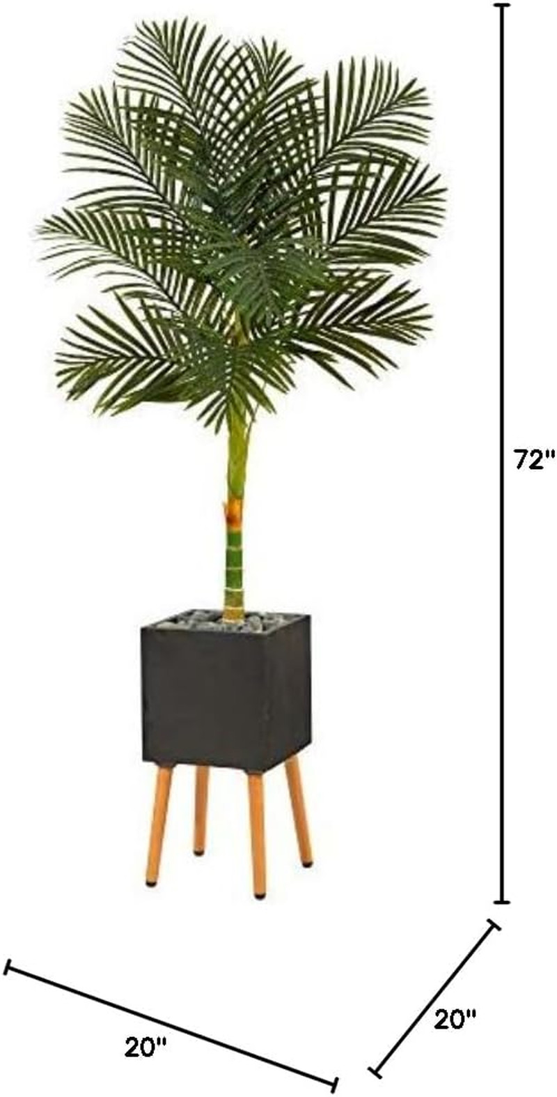 6Ft Golden Cane Artificial Palm Tree in Stylish Black Planter Stand