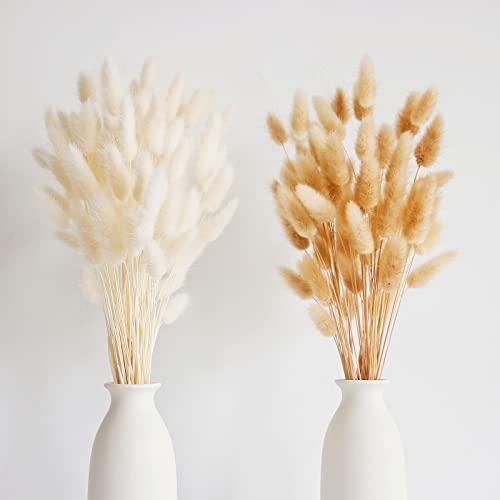 100 PCS Bunny Tails Dried Flowers, Dried Pampas Grass Bouquet, Boho Table Decor,