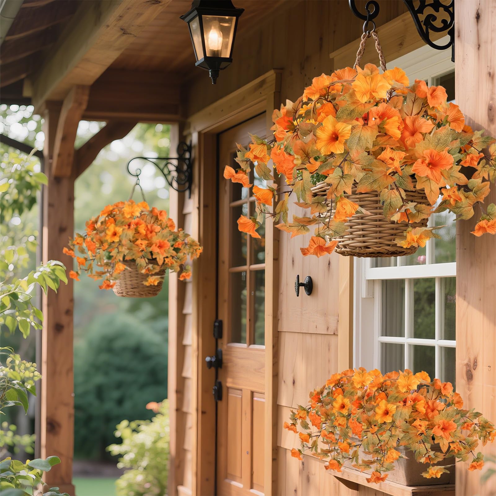 2PCS Artificial Fall Flowers for Outdoor Fall Decorations for Home Fake Petun…