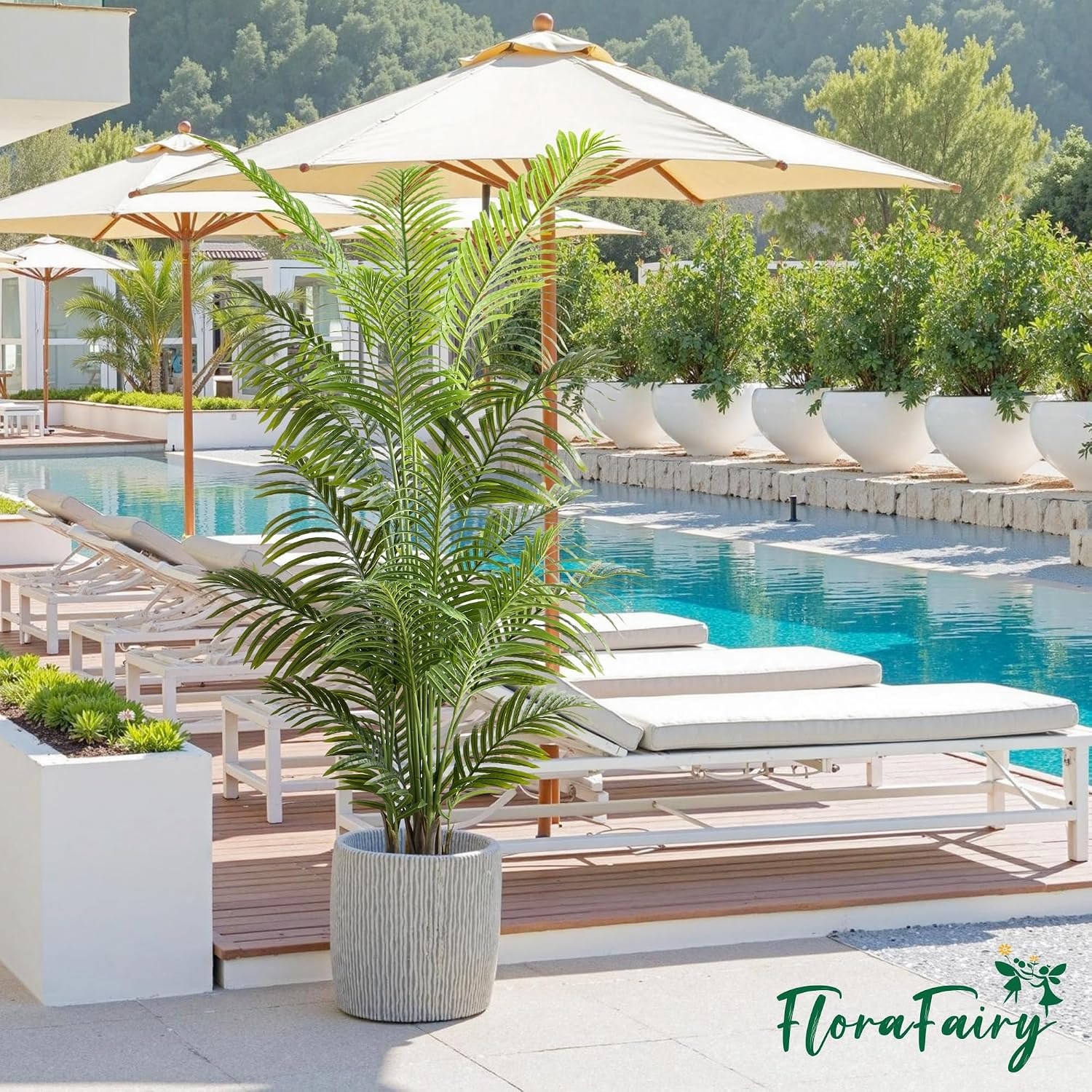 6FT Tall Artificial Palm Trees, Potted Plant (2 Pack) Tropical Areca Palm, UV Re