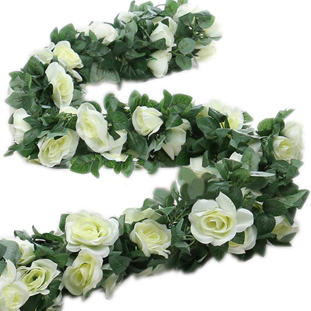 16 FT Fake Rose Vine Garland Artificial Flowers Plants Hanging Rose Ivy Home …