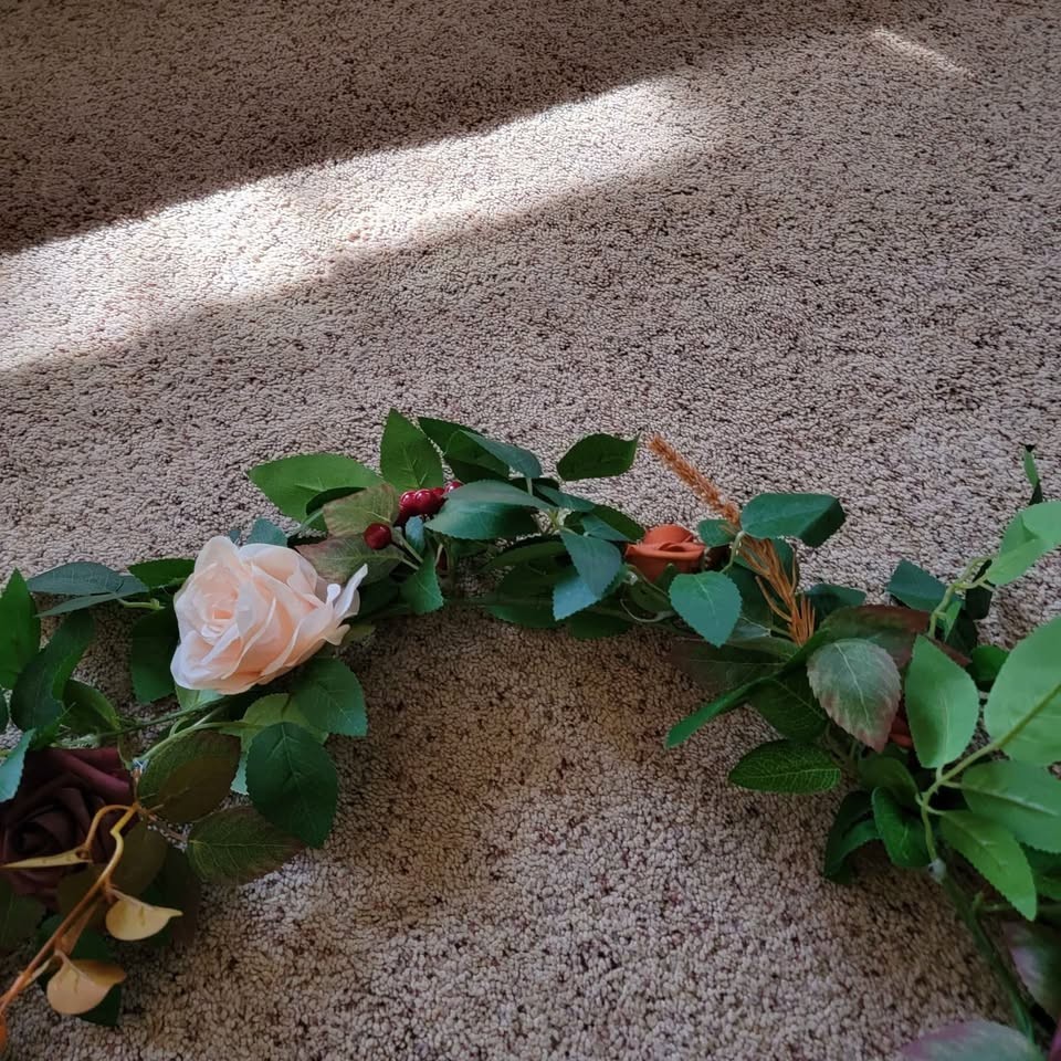 5.9 foot artificial terracotta rose and eucalyptus leaves floral garland