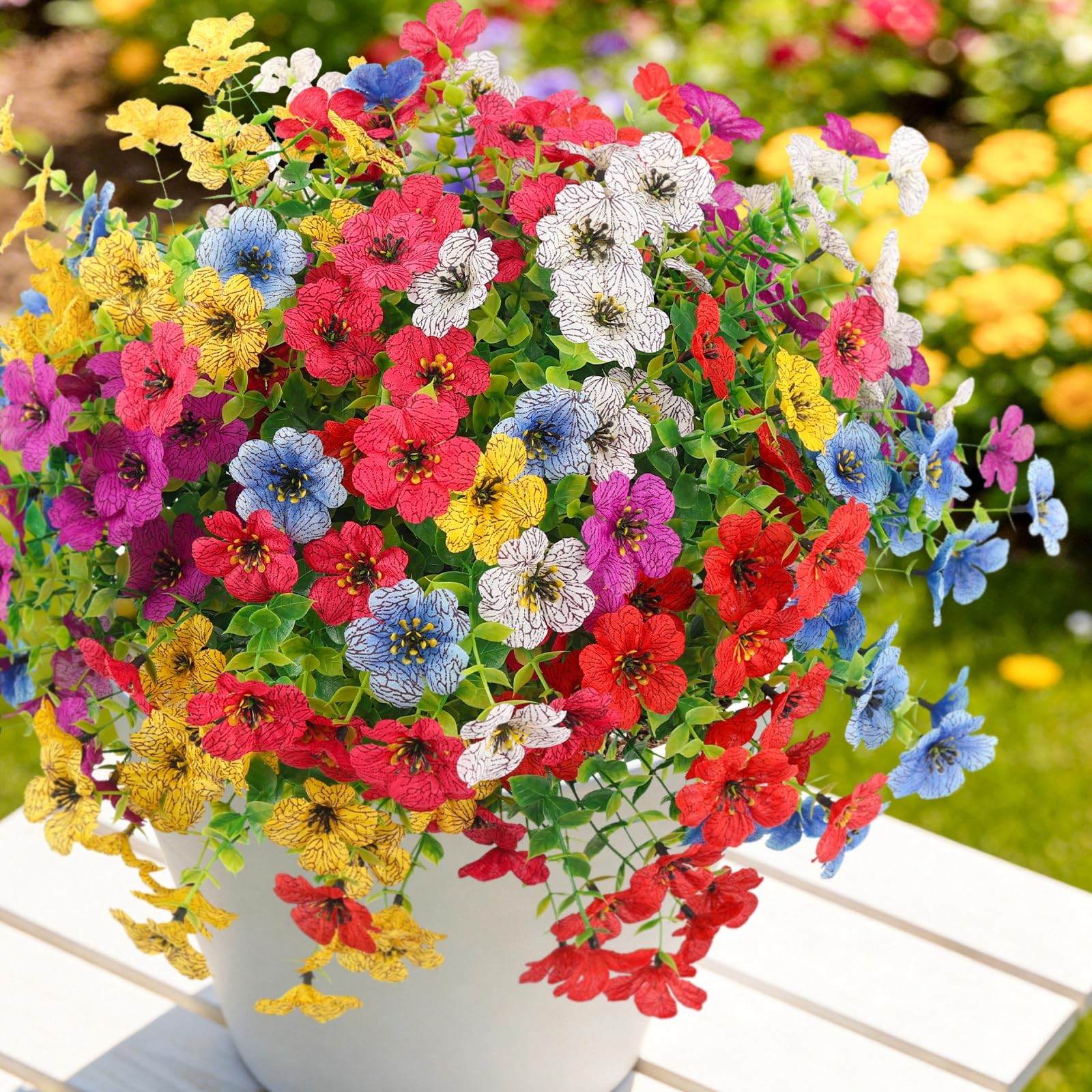 Artificial Flowers Outdoors Spring Faux Flowers UV Resistant Fake Flowers Dai…