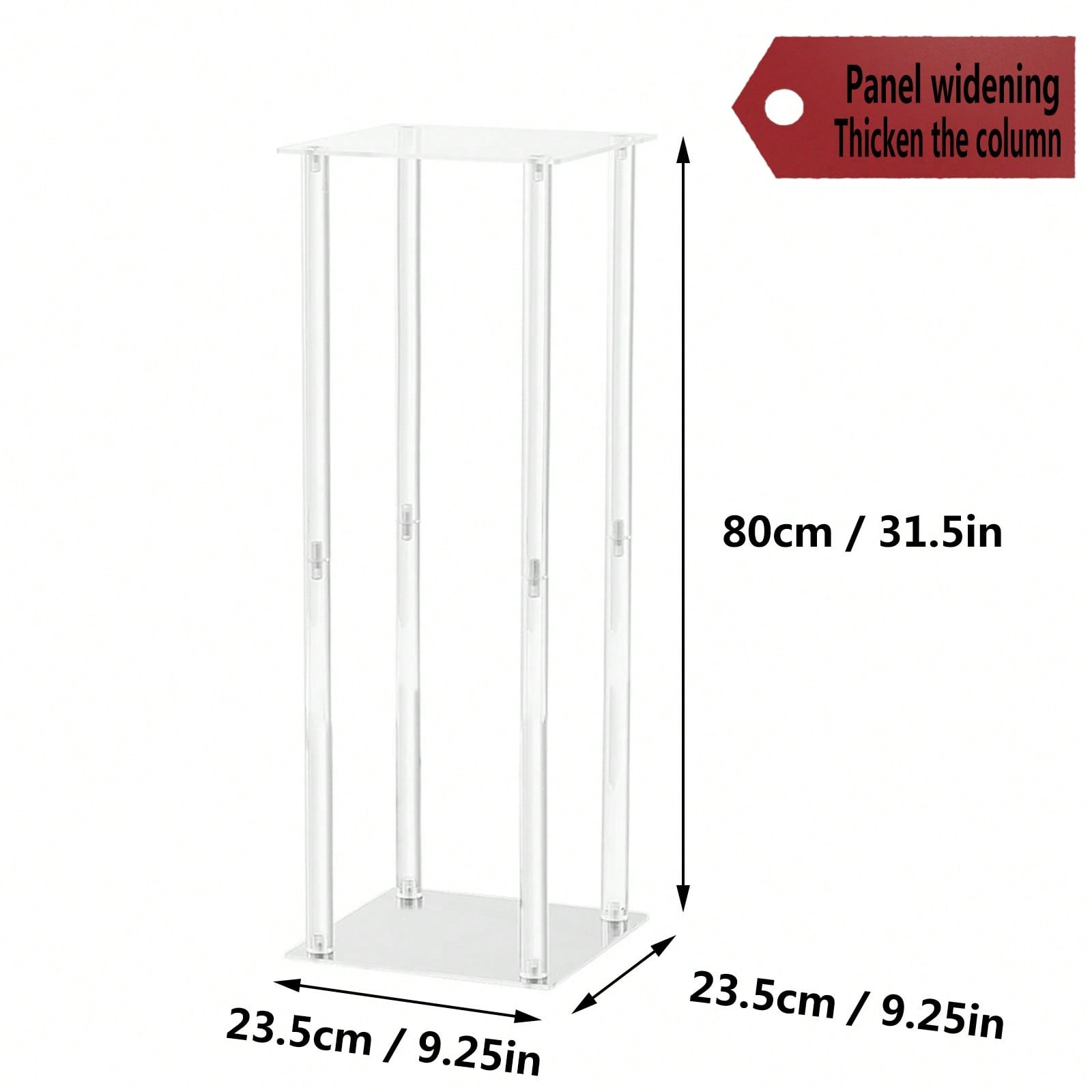 Transparent Square Acrylic Flower Stand 80cm Panel Widened Column
