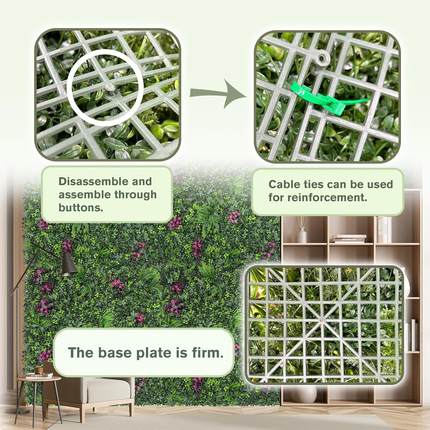Lifelike 3D Greenery Wall Panel – 40″x120″ Artificial Hedge for Any Space
