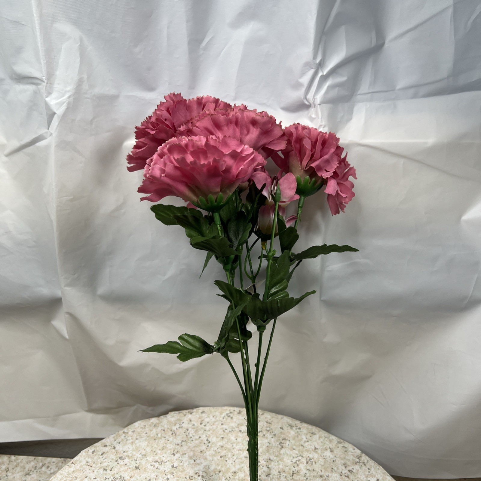 9 Vtg Bouquets Faux Flowers Mauve Pink Burgundy Roses Daisies Carnations NOS
