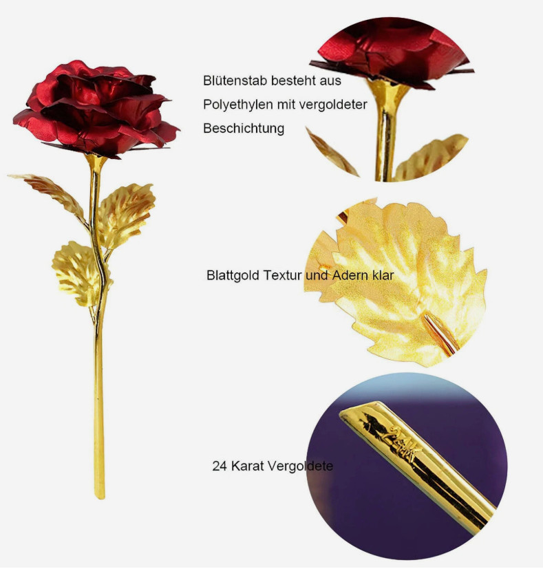 24K Forever Red Rose Gold Dipped with Gift Box for Valentine, Wife, Birthday