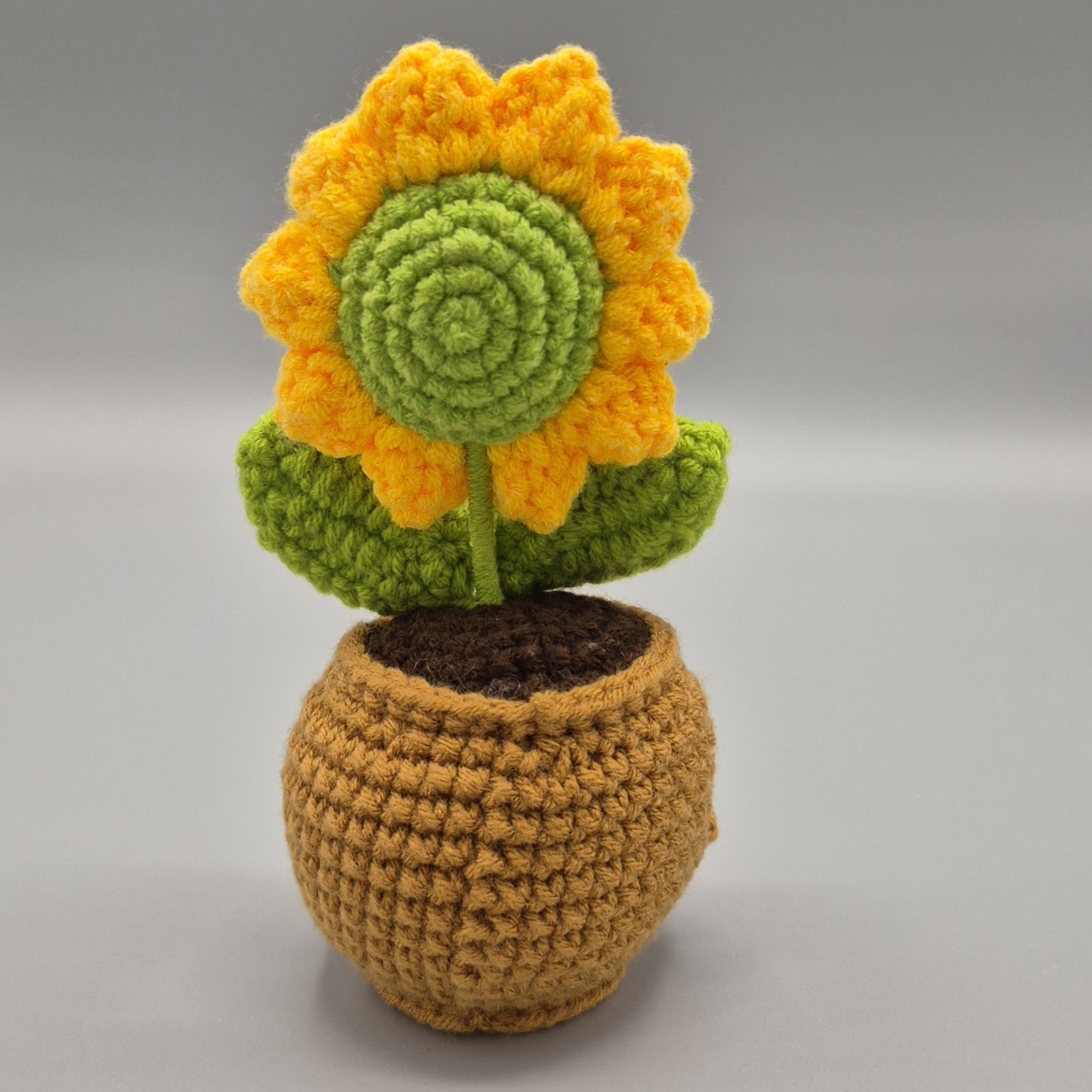 Crochet Sunflower Potted Plant Handmade Amigurumi Smiling Flower Desk Decor Gift