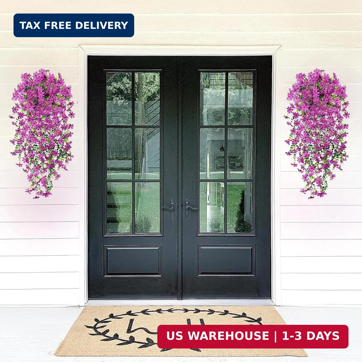 Hrobek 2 PCS Artificial Hanging Flowers Outdoor Spring Summer Decoration, Fake H
