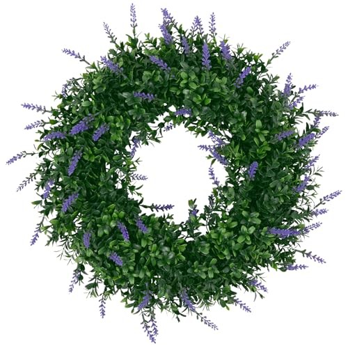 17″ Spring Summer Wreath for Door Green Boxwood Wreath Greenery Hanging