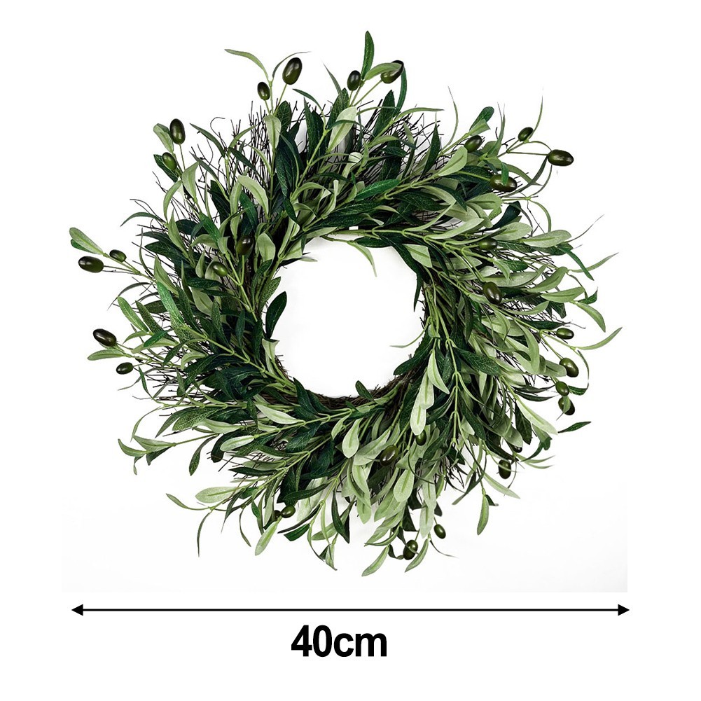 15.75” Olive Wreath: Elegant All-Season Decor for Home & Weddings